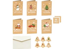 ZHSIHAI Tarjetas de Navidad, Tarjeta Exquisita para Navidad, 36 Tarjetas de Navidad con 36 Sobres y 36 Pegatinas, Navidad Tarjeta de Felicitación, Mini Tarjetas de Navidad, Tarjetas Navideñas con Sobre.