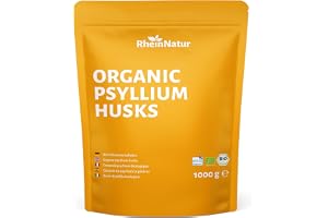 RheinNatur ekologiska psylliumskal 1 kg - Laboratorietestad - Finmalet pulver - Hög fiberhalt, perfekt för bakning - 1000 g påse