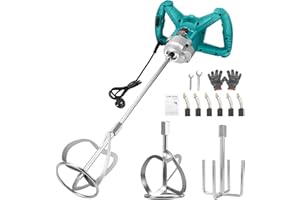 PANTHEM 3200W Cement Mixer with 2 Mixing Paddles for Drill, 6-Speed with Lock Switch & Max 1200 RPM, Electric Paint Stirrer Paddle Mixer for Mixing Concrete, Plaster, Mortar, Mud, Grout, Feed - UK Plug