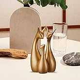 Amazon Basics Lavish Gold Home Decor Happy Deer Family Ceramic Figurine (Set of 3, Matte Gold)