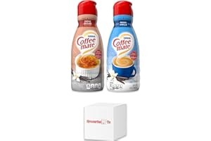 GROCERIESRUS Coffee-Mate Flavour Variety Pack - Americas Number 1 Coffee Creamer - French Vanilla & Creme Brulee Liquid Coffee Creamer 32oz (946ml) - One of Each!