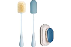 Chijoo Zestaw szczotek do czyszczenia, używany jako szczotka do butelek, szczotka do mycia naczyń, szczotka do szorowania, szczotka do naczyń (Niebieski, 3 sztuki)