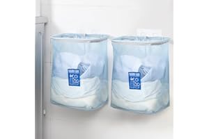 LEcylankEr Panier a Linge Sale 2 Pièces Pliable,Collecteur de Linge pour Montage Mural avec Panier de Rangement Amovible,Panier à Jouets 38 × 17 × 26CM pour Chambre D'enfant Fille Garçon(Bleu)