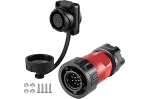 CNLINKO YM-20 14-Pin Waterproof Circular Connector, IP68 Rated, Quick Plug Aviation Solder Connector, PBT Plastic Shell, M20 Male-Female Flange Socket (4 Hole Model)