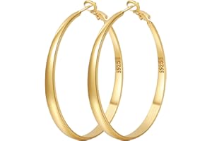 PABBEU Sterling Silver Hoop Earrings for Women - S925 Large Hypoallergenic Thin Oversize Big Hoops for Girls
