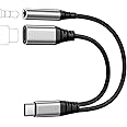 USB C Headphone Adapter, USB C to 3.5mm Jack Audio Adapter 2 in 1 Audio + Charger Splitter Type C Earphone Adapter Compatible with Samsung Galaxy, Pixel, iPad Pro, iPhone 15, and More Type C Devices