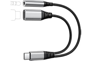 WETSKY USB C Klinke Adapter Laden, 2-in-1 USB C 3.5mm Adapter USB C Kopfhörer Adapter USB C Audio Adapter mit DAC Chip für iPhone 15 16/15 16 Pro/15 16 Pro Max, Samsung, iPad Pro und weiteren Typ-C-Geräten