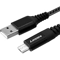 Ambrane Unbreakable 3A Fast Charging Braided Micro USB Cable for Android Devices – 1.5 Meter (RCM15, Black)