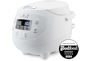 Yum Asia Panda Mini cuiseur à riz avec bol en céramique Ninja et logique floue avancée (3,5 tasses, 0,63 litre) 4 fonctions de cuisson du riz, 4 fonctions multicuiseur, 220-240V (Arctic White)