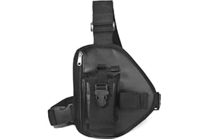 UAYESOK Funda Walkie Talkie, Arnés para el Pecho de Radio, Torácico Táctico, Bolsa Militar con Correa Ajustable para Radio Baofeng Motorola Icom Midland Kenwood (Negro)