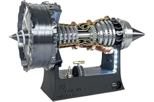 EviKoo Modello Motore Turbofan Trent 900, Kit Modello Motore Turbofan 1/20, Girevole Alta Simulazione Aereo Motore Modello, Luce LED + Batteria al Litiol (25cm / 10in)