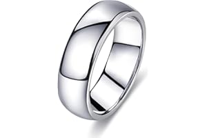 FUNEIA Silber Band Ring Damen Herren 1-8mm Breit Edelstahl Ringe für Männer Frauen Simpel Polierte Trauring Ehering Verlobungsring Daumenring Finger Ring Größen 52, 54, 57, 60, 62, 65, 67