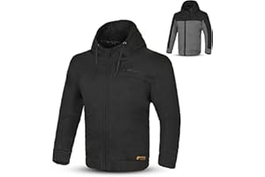 MAXIMO-MOTO Protective Grey Black Motorcycle Hoodie Armoured – Urban Casual Motor Bike Jacket for Men– Fleece Armoured Black Hoodie Jacket