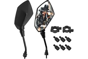 BASTOUR Retroviseur Moto Embout de Guidon Universel Réglable 360° Rétroviseurs Latéraux de Moto 1 Paire Rétroviseurs Latéraux Moto Universel avec Boulon M10 pour Moto ATV Scooter Quad Vélo