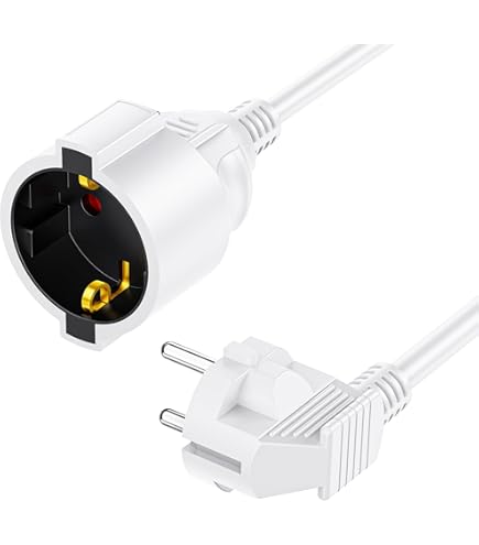 DewinLVD Doppelsteckdose Verlängerung - 2x2m Kabel 3680W IP20 Schwarz