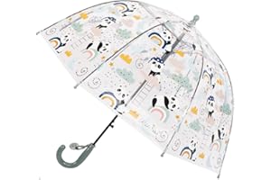 Chesoon Enfants Parapluie Dôme clair pour garçons filles avec poignée avec crochet ouvert automatiquement parapluie coupe-vent