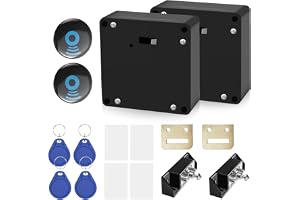 2 stycken elektroniskt skåplås, RFID-lås med batteri, smart låslås med 4 nyckelringar och 4 RFID-kort, dolda lås för dubbeldö