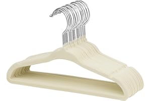 ‎MANGOTREE ManGotree Baby Samt Kleiderbügel für Säuglinge und Kleinkinder, 28cm Kinder Größe, 360 Grad Drehbar, Ultradünnes und Rutschfestes Design, 15 Stück (Creme)