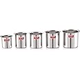 HAZEL Steel Milk Pot Set of 5 | 0.8 litres to 2.8 litres Stainless Steel Milk Boiler Container | Milk Boiling Vessel Gunj for Kitchen, 5 Pc Set Silver
