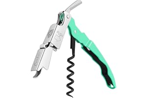 CORKAS Cavatappi Professionali Apribottiglie, Cavatappi da Sommelier, Coltello da sommelier, Cavatappi per Camerieri Apri Bottiglia Accessori del Vino e Regali (Verde chiaro)