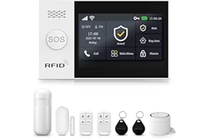 CLOUREE Touchscreen-Alarmanlage für das ganze Haus, 20-teiliges WLAN-Alarm-Set mit Sirene, PIR-Bewegungsmelder, Fernbedienungen und Fenster-/Türsensor