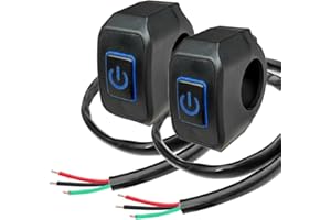 Gebildet IP65 Impermeabili 22mm 7/8" Interruttori per Fari da Manubrio, Fari Fendinebbia Spot luci interruttore da Manubrio, per Motociclette, bici Elettriche, Fuoristrada ATV (LED blu)