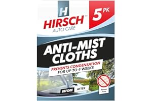 Hirsch 5pk Car Vehicle Anti-Mist Windscreen Window Cloths Wipes Steam Clean Glass Mist