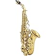 QUKAN Brass Golden Carve Pattern Bb Bend Althorn Soprano Saxophone Sax Pearl White Shell Buttons Wind Instrument with Case Gloves Cleaning Cloth Belt
