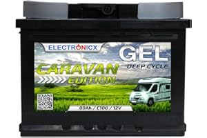 Electronicx GEL Versorgungsbatterie 12V 80Ah Caravan Edition – 80 Ah Deep Cycle Batterie für Wohnmobil, Van, Boot, Solar, PV, Marine, Freizeit, 242×175×190 mm, GEL-Technologie, geladen, wartungsfrei