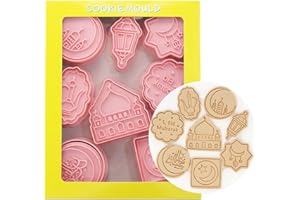 SECALIFE 8 Pieces Eid Mubarak Cookie Cutter Set, Eid Mubarak Biscuit Cutters Set Cookie Mould for Eid Mubarak Party Decoration, A