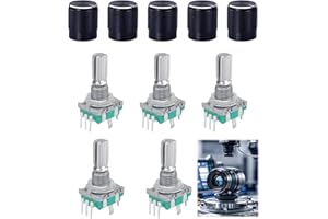 ZESCYHA 5 Pièces Encodeur Rotatif, Codeur Rotatif EC11 360 Degrés Rotatif, Module avec Interrupteur Intégré et 5 Broches Commande, Potentiomètre Numérique pour Arduino Audio Multimédia Électronique Automobile