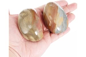 Orientrea Ocean Jasper Palm Stone-2 Pcs Ocean Jasper Pocket Energy Stone, Smooth Healing Crystal Worry Stone (Ocean Jasper)