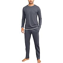 Litherday Herren Schlafanzug Baumwolle - Langarm Pyjama Set Mit Tasche