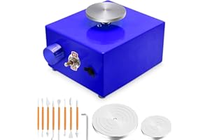Krovtoy Mini Tour de Potier Roue de Poterie 6,5 cm 10 cm 30 W 0-300 tr/min Machine Roue de Poterie Électrique Avec pédale Amovible
