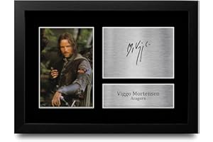 HWC Trading FR A4 Viggo Mortensen Lord of the Rings Aragorn Regali Stampati Autografo Firmato Immagine Per Gli Appassionati Di Memorabilia Di Film - A4 Framed