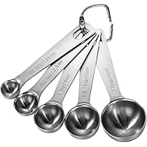 Set di 5 Cucchiai Dosatori: U-Taste Set di misurini in acciaio inossidabile 18/8 (1/4 tsp, 1/2 tsp, 1 tsp, 1/2 tbsp & 1 tbsp) per ingredienti secchi e liquidi