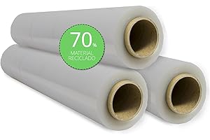 Folia stretch do pakowania, przezroczysta folia z tworzywa sztucznego 75% materiały z recyklingu do pakowania, rolka z tworzywa sztucznego ochronnego, rolka 50 cm i do 400 m rozciągliwa - Ofituria(3