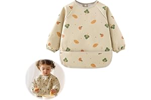 SRLWMYI Babero de alimentación para bebés de destete, impermeable, mangas largas para recién nacidos, material suave e impermeable, fácil de limpiar y lavable a máquina, baberos de alimentación para destete
