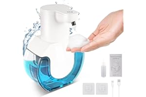 KEVIAN Dispenser Sapone Automatico Schiuma, 420ML Dispenser Sapone Bagno Con Sensore A Infrarossi, Montaggio A Parete, 4 Livelli Regolabili, IPX5 Impermeabile, Adatto Per Cucina, Bagno, Ufficio, Hotel