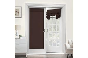 TOPCHANCES Set di 2 pannelli di tende per portafinestra, fissaggio con velcro senza fori, oscuranti, termicamente isolate e antipolvere, per porta scorrevole/interna, 66 x 172,7 cm (marrone)