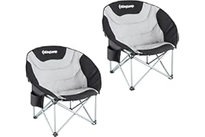 KingCamp Moon Chair Camping Składane krzesła ogrodowe, wytrzymałe, wyściełane krzesło kempingowe z uchwytem na kubek