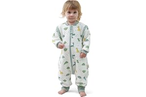 MIKAFEN Śpiwór niemowlęcy z nogawkami, 2.0 Tog, 100% bawełna, śpiwór dziecięcy przez cały rok ze zdejmowanymi rękawami, Dinozaur 6-18 miesięcy