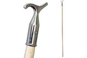 TDBS THE DUSTPAN AND BRUSH STORE Window Pole Opener and Loft Ladder Pole with Hook | 118cm Smooth Wooden Window Opener Rod with Chrome Pole Hook Suitable for Sash or Velux Windows, Attic, Loft Hatch, and Blinds