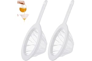 BABBBLISIO 2 Pcs Fine Mesh Strainers, with Handle Hook Plastic Nylon Fine Mesh Strainer, Kitchen Ultra-Fine Mesh Strainer for Kitchen, Filtering Small Impurities of Coffee Milk Juice Jam Baking, and Brewing