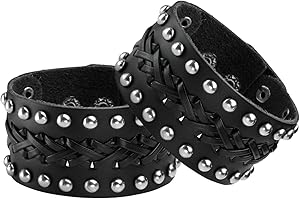 Eigso Polsino Punk Chiodi Rotondi Rivetti Retro Biker Bracciale Per Uomo Donna