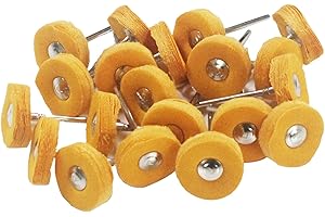 Luo ke 20 Pcs Mini Cotton Buffing Wheel, 3/32 Inch Shank Abrasive Cloth Polishing Wheel for Rotary Tools (Yellow)
