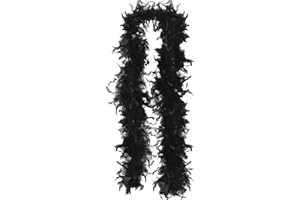 GEWDW Colorful Feather Boa, 2M Fluffy Feather Boa Fancy Dress for Women Feather Boa Fancy Dress Accessories for Wedding Parties, Concert, Fancy Dresses, Hen Nights, Halloween, Christmas (Black)