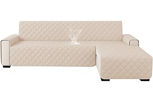 Ystyle Copridivano Impermeabile Con Penisola 2 Posti (L 210 CM), Copridivano Angolare Destra/Sinistra Universale Reversibile, Fodere Divano Forma L Antigraffio Antimacchia, Beige