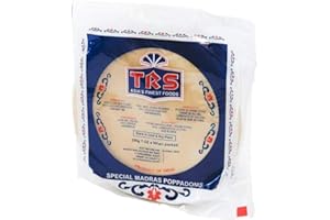 RED RICKSHAW TRS Papadam de Madrás | Pan Plano Fácil de Cocinar | Acompañamiento Perfecto para los Platos | Servir con Chutney o Encurtidos | Muchas Maneras de Cocinar | Larga Conservación | Paquete de 200 g