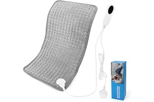 Yokilly Coperta Termica,Coperta Elettrica Con Spegnimento Automatico E 10 Livelli Di Calore,Termoforo Elettrico,Cuscino Termico Veloce A Microonde,Lavabile A Macchina (Grigio, 12''×24'')